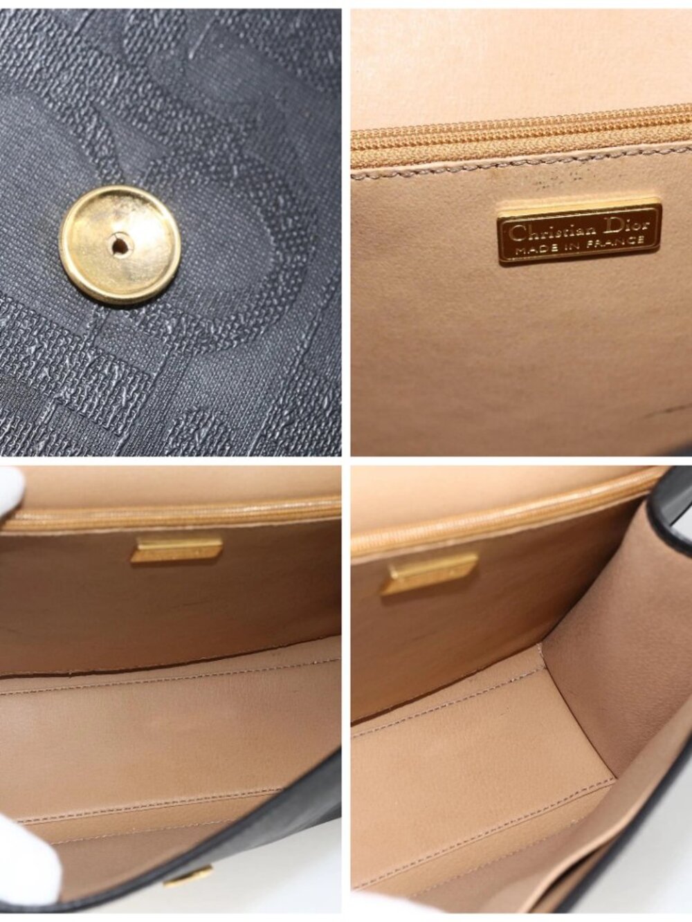 Christian Dior Trotter Canvas Hand Bag PVC Leather 2way Gold Black Auth 174047 - Picture 14 of 15